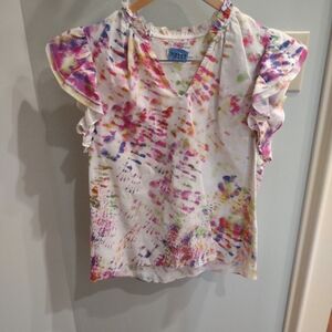 Vibrant Multicolor Kids Ruffle Sleeve Blouse